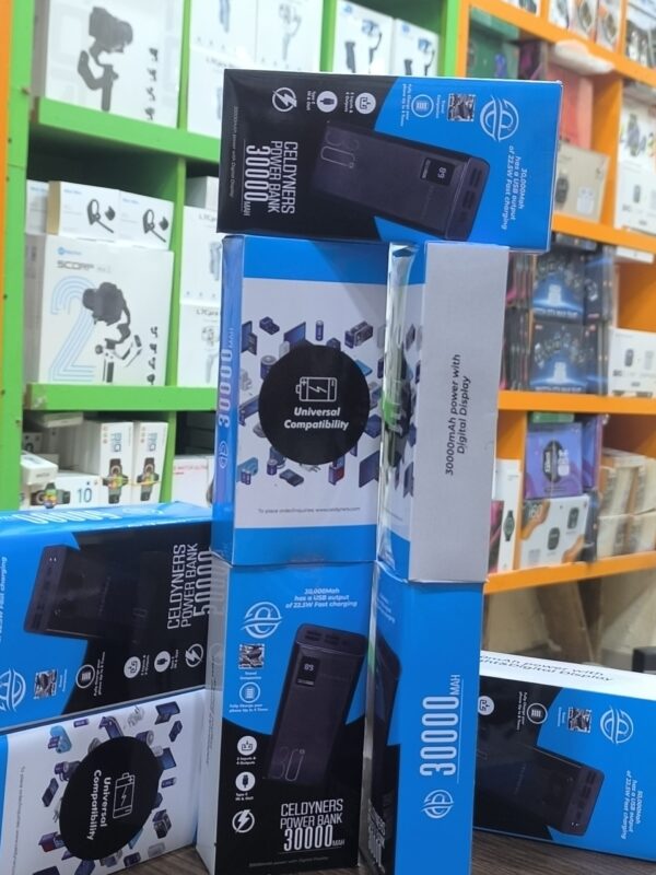 CELDYNERS 30,000mAh Power Bank | Fast Charging, Multi-Device Support, LED Display