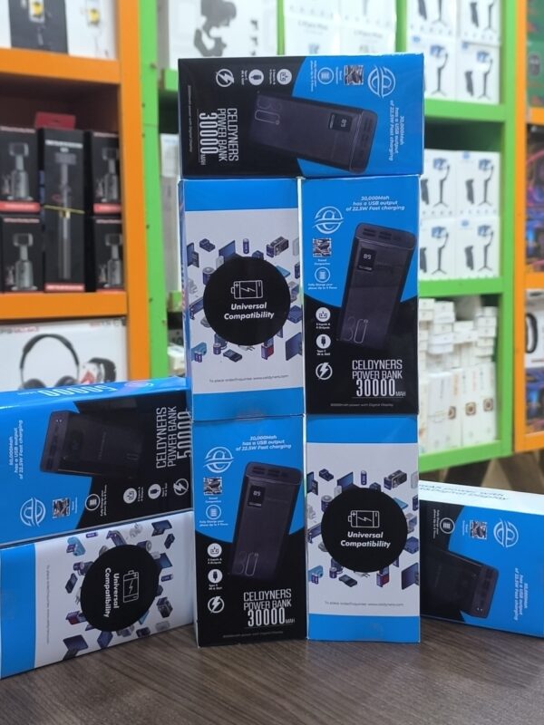 CELDYNERS 30,000mAh Power Bank | Fast Charging, Multi-Device Support, LED Display