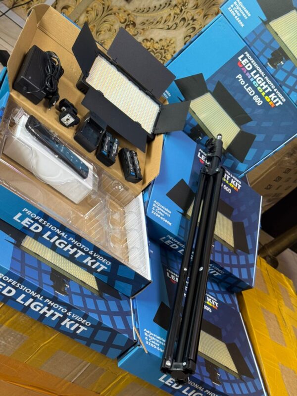 Rechargeable LED 600 Pro Photo & Video Light Kit with Tripod Stand – Adjustable Brightness & Portable Design