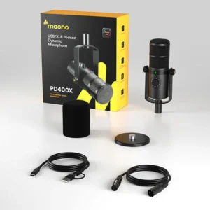 Maono PD400X USB/XLR Dynamic Podcast Microphone – Professional Studio Mic for Streaming, Recording & Broadcasting