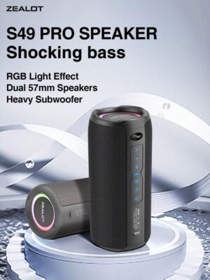 Zealot S49 Pro Portable Bluetooth Wireless Speaker – Deep Bass & Long Battery Life