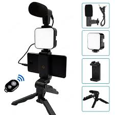 images-87 AY-49 Vlogging Tripod Video Making Kit – Adjustable Tripod with LED Light & Phone Holder for Content Creators