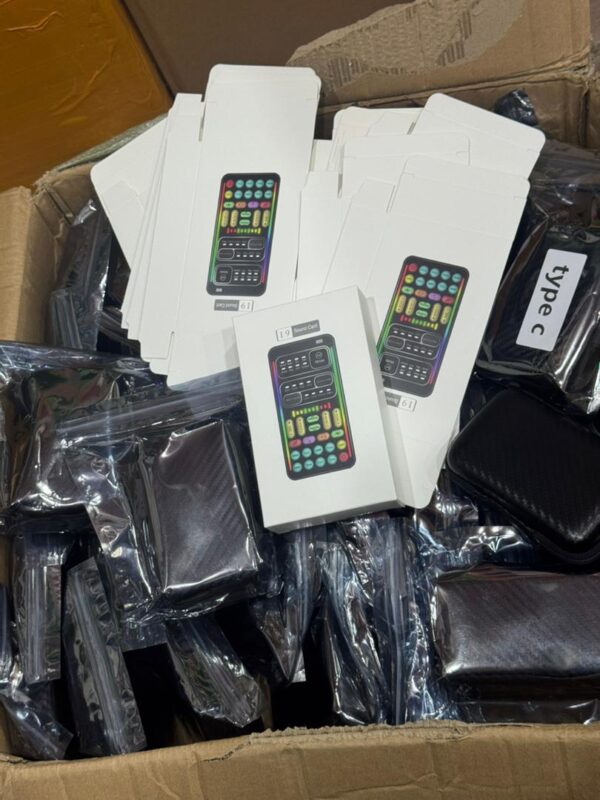 Box filled with voice changer devices